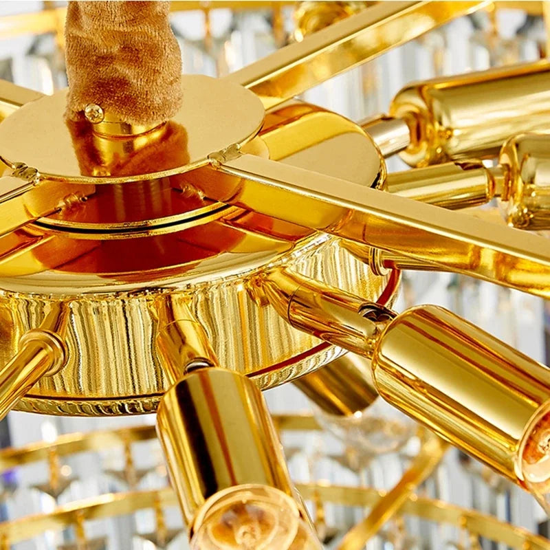 Afralia™ Water Drop Crystal Chandelier Wrought Iron Pendant Lamp Home Decor Lustre Hanglamp