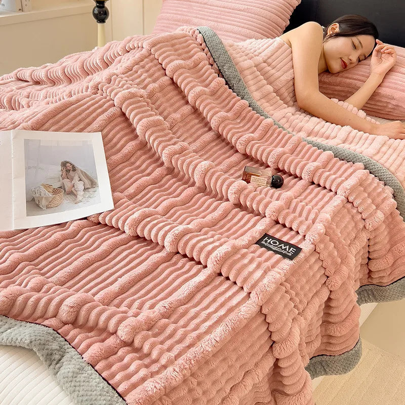 Afralia™ Cozy Faux Rabbit Plush Blanket, Nordic Style, Thick & Warm, Super Soft Nap Shawl