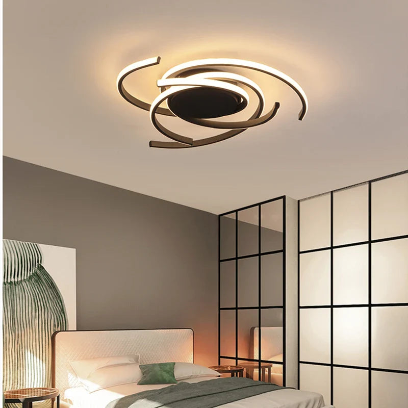 Afralia™ Modern LED Ceiling Lights with Remote Control, Aluminum Home Decor for Living Room