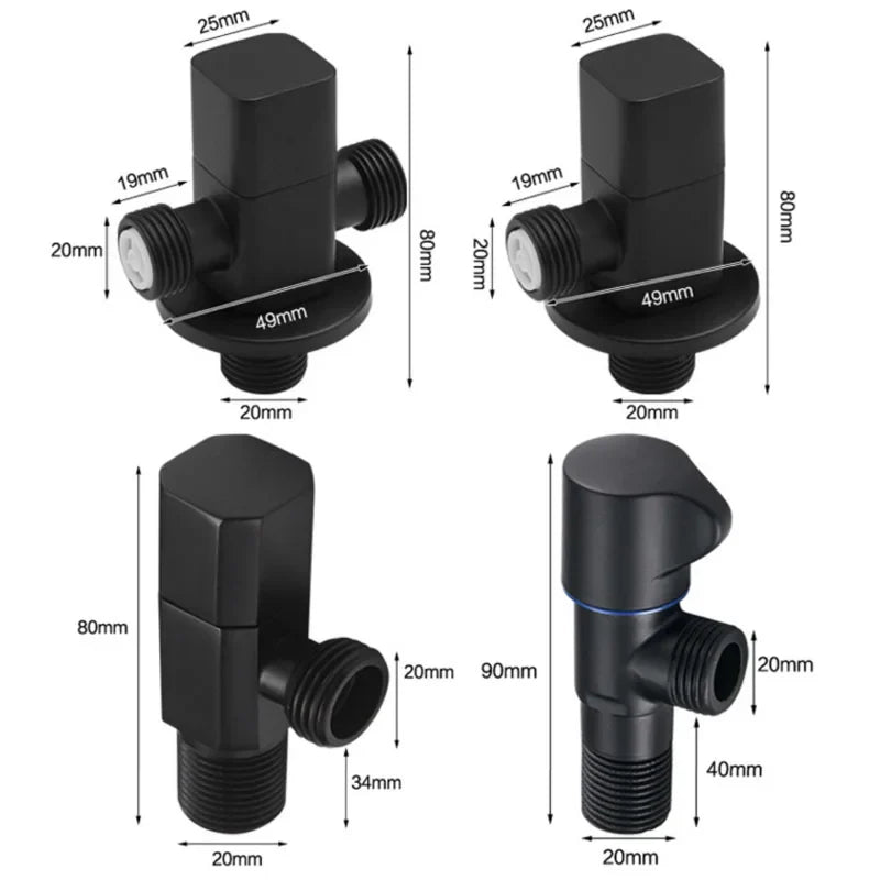 Afralia™ Matte Black Brass Triangle Valve for Water Control - Chrome Copper Sewer Tap Valve