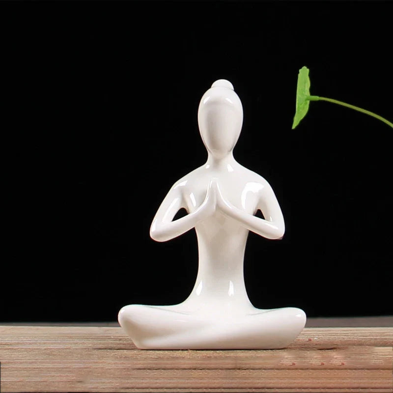 Afralia™ Abstract Yoga Figure Porcelain Statue Home Decor Sculpture