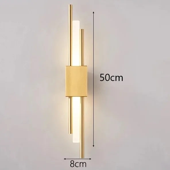 Afralia™ Modern Acrylic Pipe LED Wall Sconce Light for Room Decor, Black & Gold Iron Art
