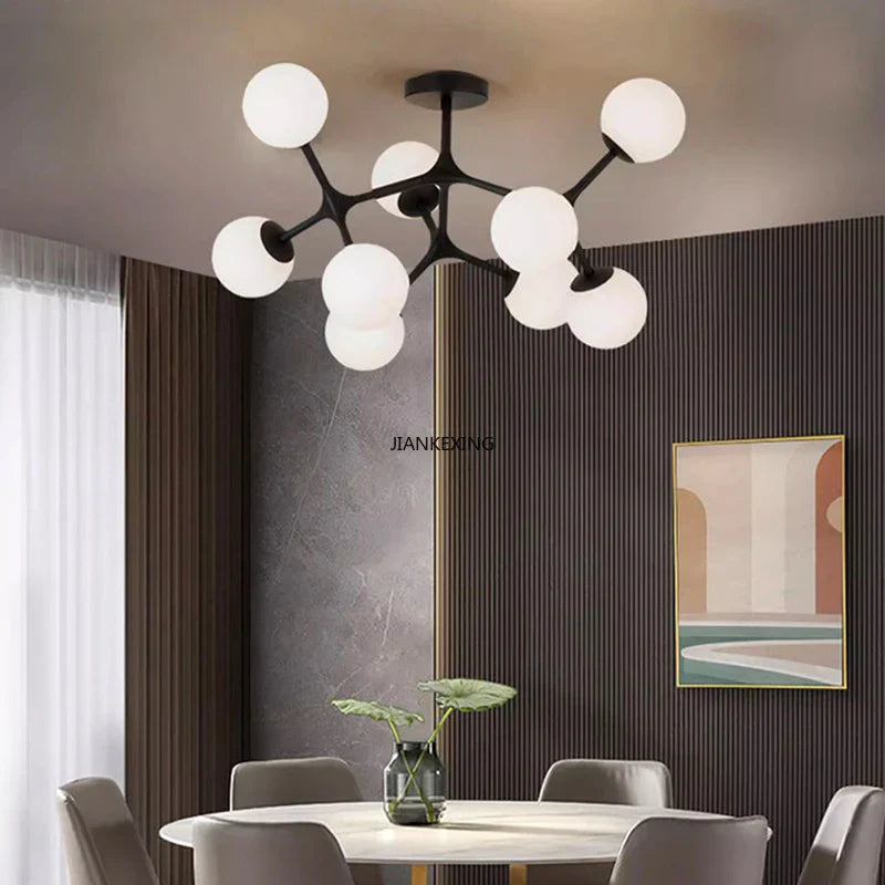 Afralia™ Glass Ball Ceiling Chandelier: Modern Lighting Fixture for Living Room Bedroom Center Table