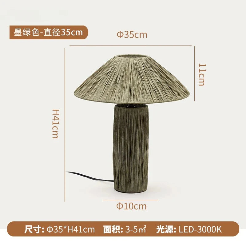 Afralia™ Vintage Raffia Table Lamp LED E27 Desk Light for Bedroom Living Room