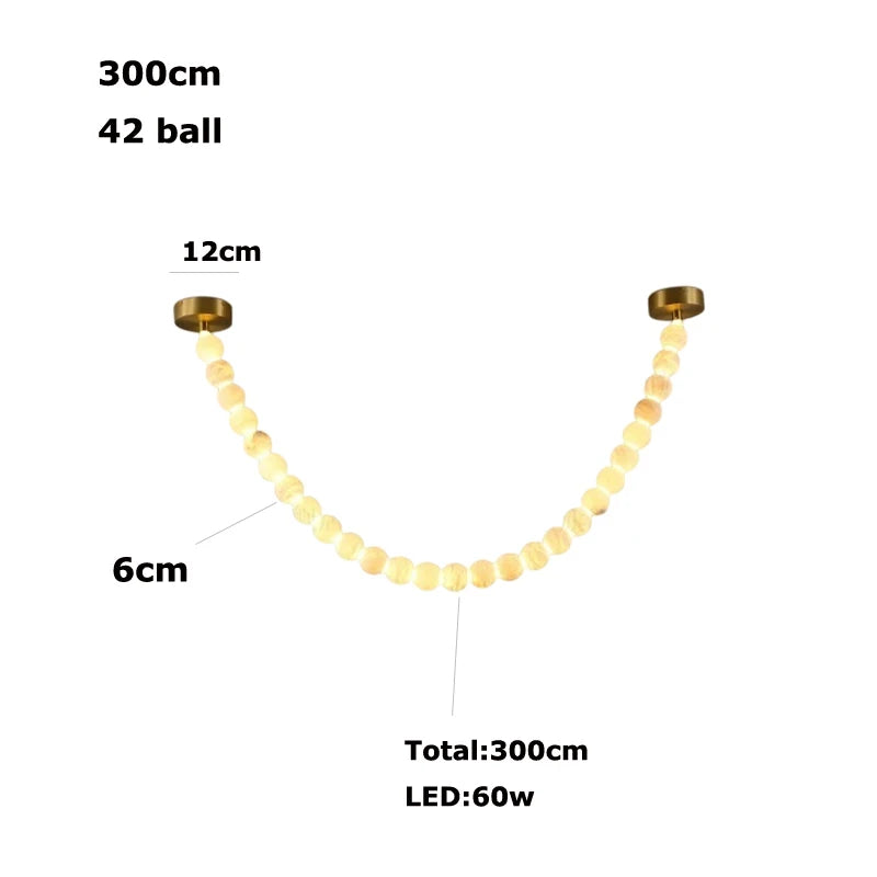 Afralia™ Alabaster Marble Gold LED Chandelier for Staircase-Foyer Decor