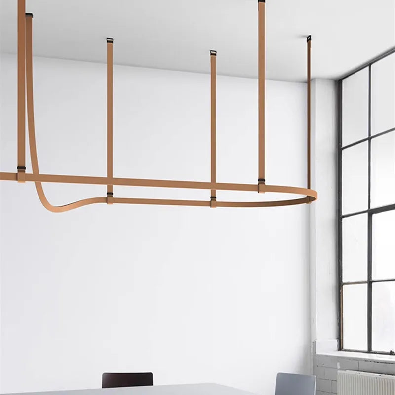 Afralia™ BELT LED Pendant Lamp: Minimalist Leather Hanging Light for Dining Room Home Decor