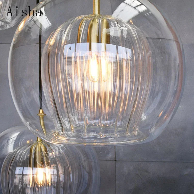 Afralia™ Glass Ball LED Pendant Lights: Modern Nordic Kitchen Hanging Lamp for Home Decor