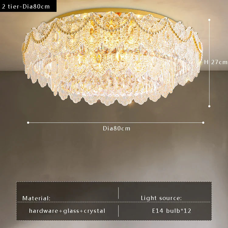 Afralia™ Modern French Crystal Glass Ceiling Lamp Home Appliance Light Fixture