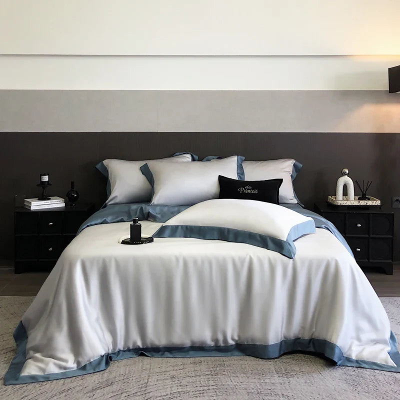 Afralia™ 600TC Lyocell Eucalyptus Fiber Bedding Set: Duvet Cover, Bed Sheet, Pillowcases