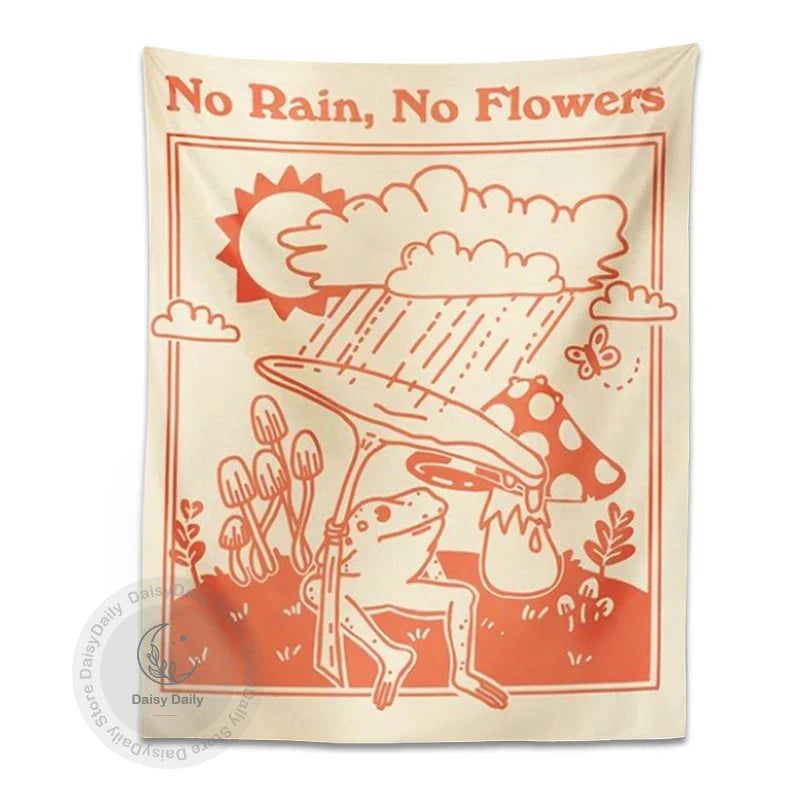 Frog Mushroom Tapestry Wall Hanging by Afralia™ - Vintage Hippie Home Decor