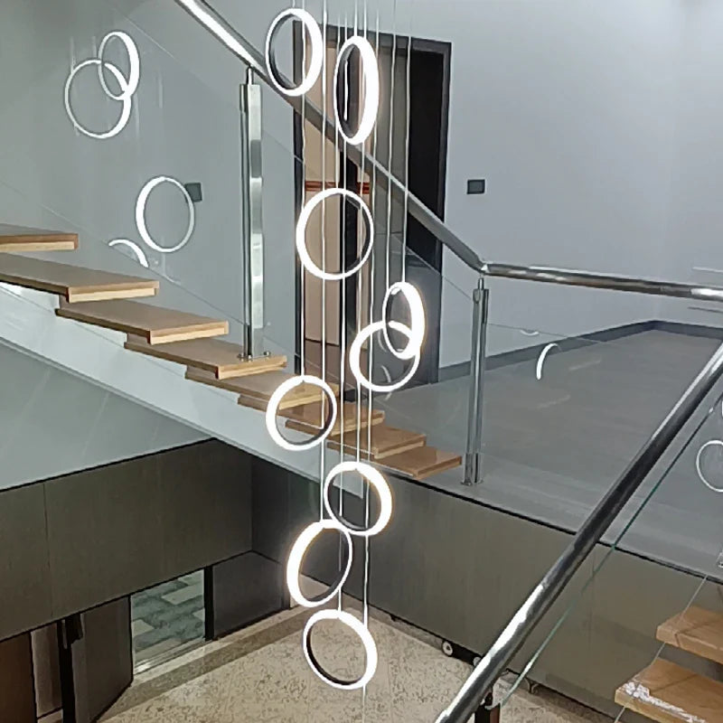 Modern Chandelier Luxury Villa Staircase Lighting by Afralia™