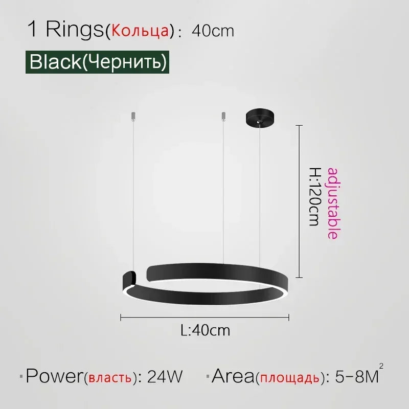 Afralia™ Minimalist Circle Rings Ceiling Chandelier Pendant Light for Home Decor