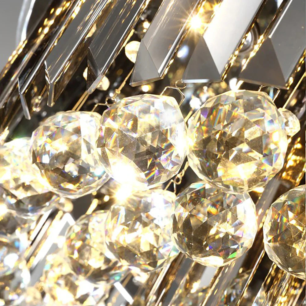 Afralia™ Smoky Gray Crystal Ceiling Chandelier: Modern LED Lighting Fixture for Living Room