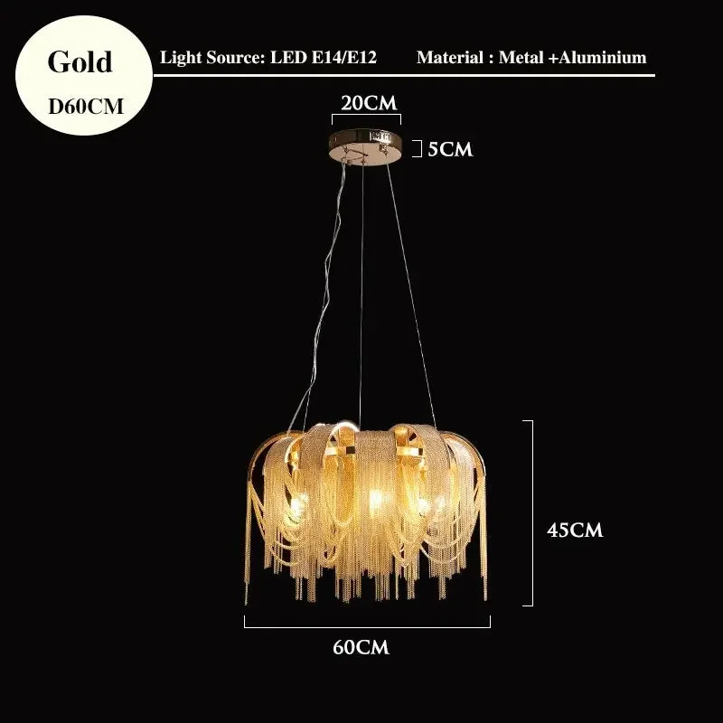 Afralia™ Tassel Chandelier: Postmodern Chain Hanging Lights for Luxury Living Spaces