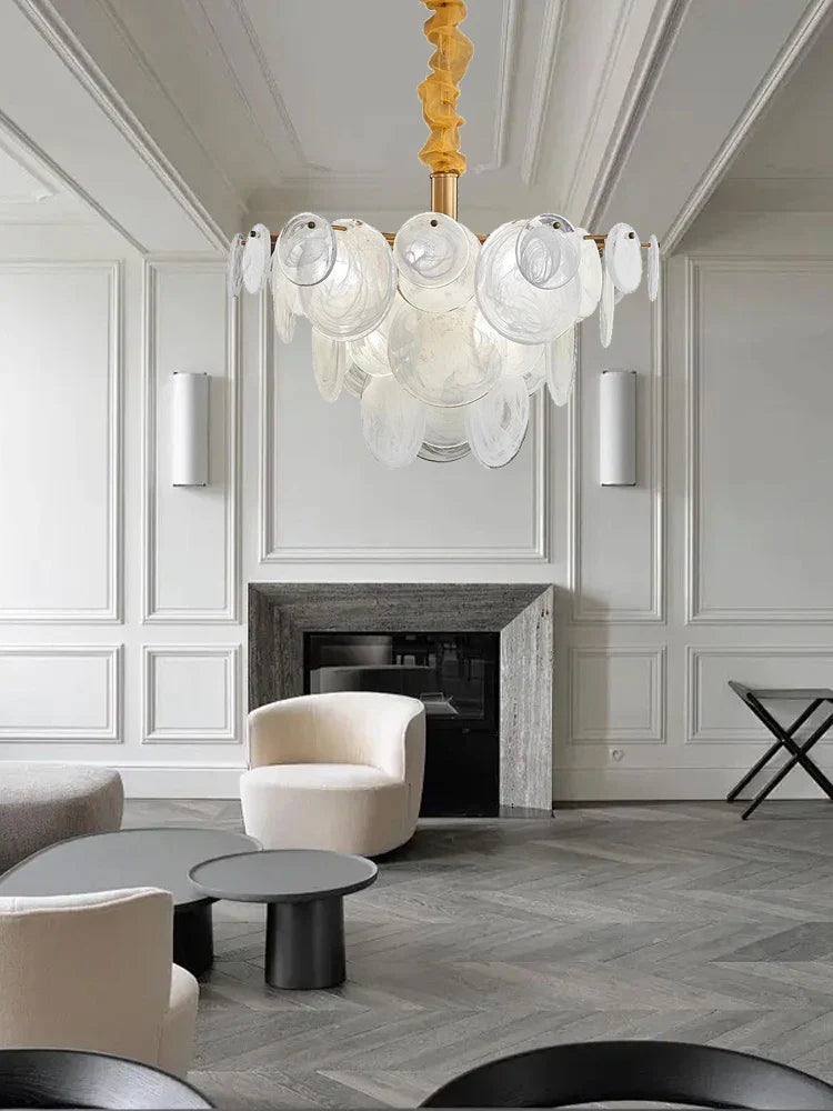 Afralia™ Milk-white Glass Ceiling Chandelier Gold Lighting for Living Room Bedroom