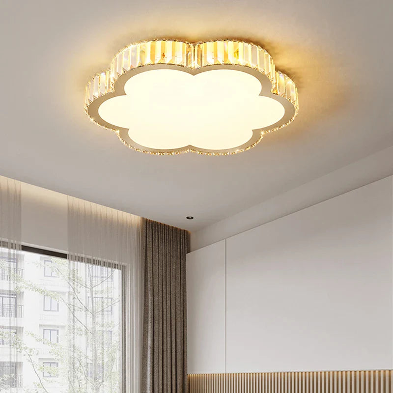 Afralia™ Luxury Crystal Gold Chandelier LED Ceiling Lamp for Living Room & Bedroom