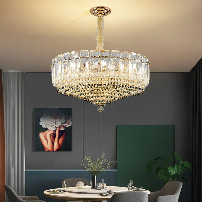 Afralia™ Crystal Duplex Villa Chandelier Hall Light - Luxe Living Room Middle Floor Lamp