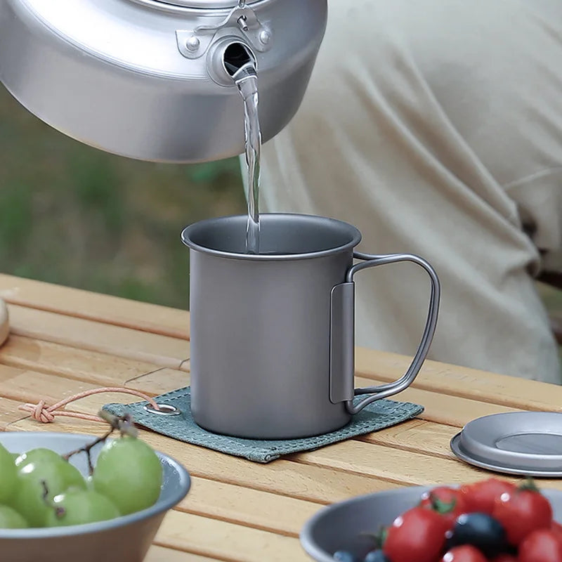 Afralia™ Titanium Cup: Original Breakfast & Camping Mug with Lid - Premium Quality Tea, Coffee, Beer Ware