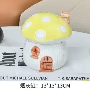 Afralia™ Mushroom Ceramic Ashtray with Lid – Home Art Decor, Countertop Ornament & Gift