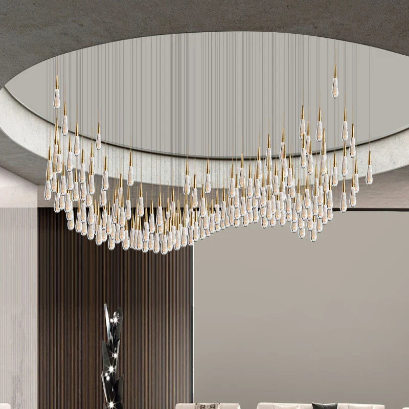 Afralia™ Irregular Crystal Chandelier Nordic Pendant Light for Hotel Lobby
