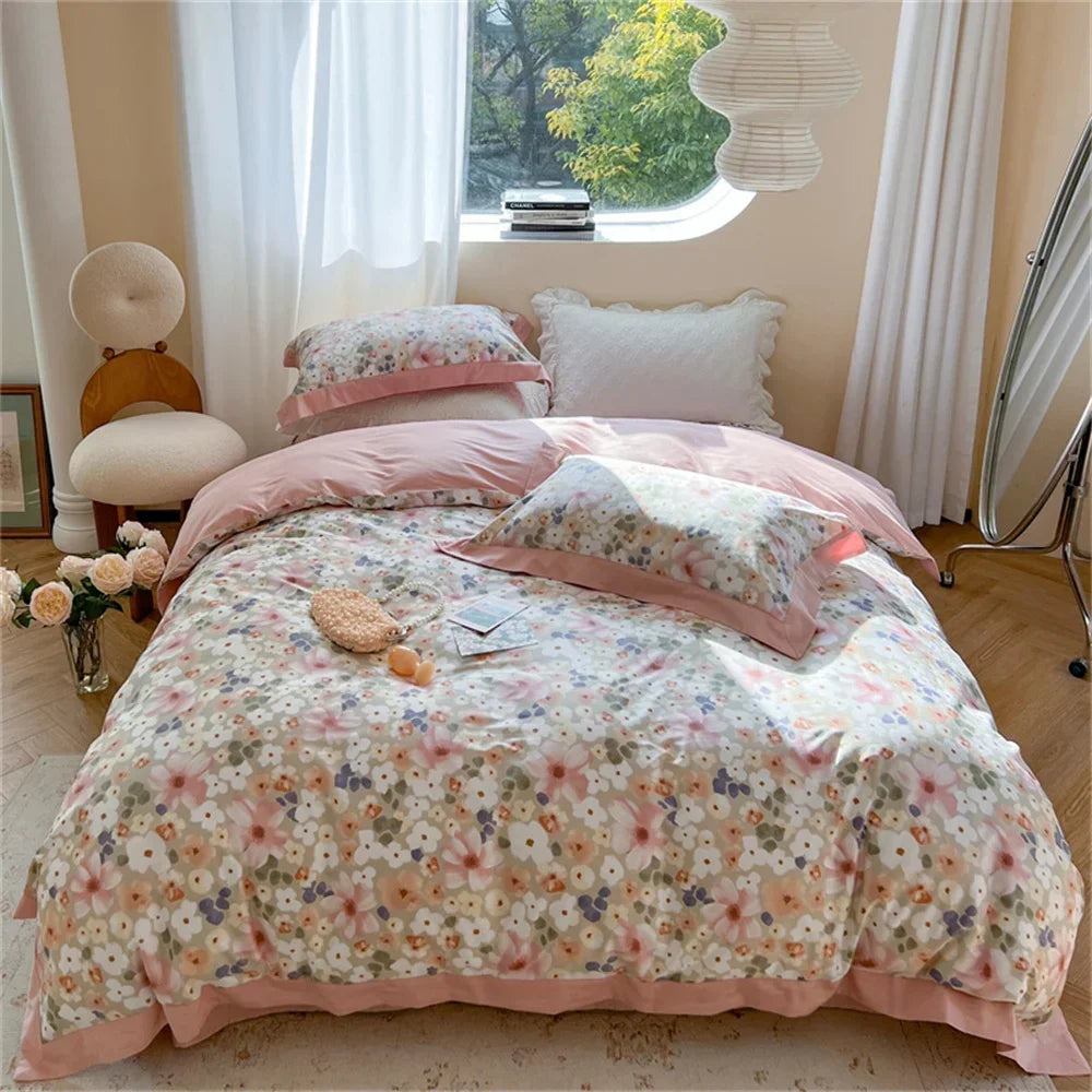 Afralia™ Colorful Bedding Set: King/Queen Size Bed Lines, Sheet, Pillowcase, Duvet Cover Set