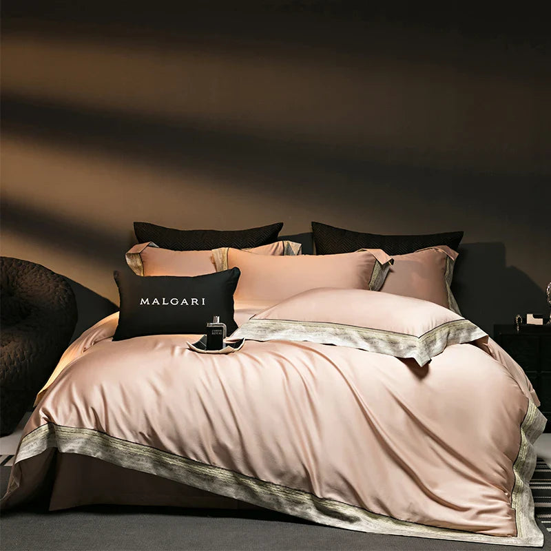 Afralia™ Luxury Satin Jacquard 1400TC Egyptian Cotton Bedding Set 4Pcs