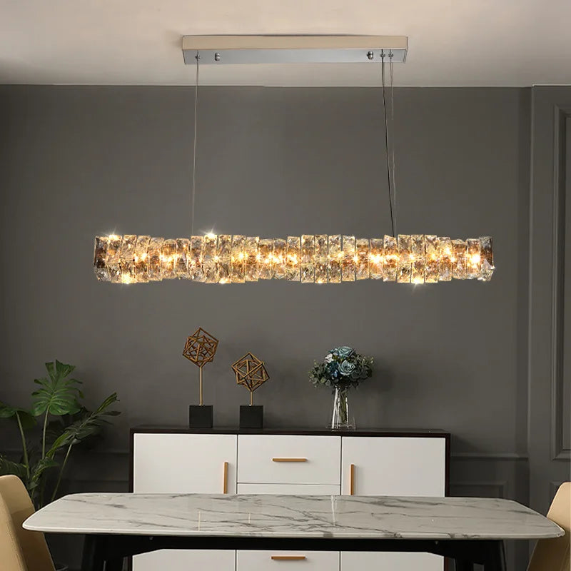 Afralia™ Crystal Dining Table Pendant Lamp: Elegant Led Decoration for Kitchen Island, Restaurant, Living Room