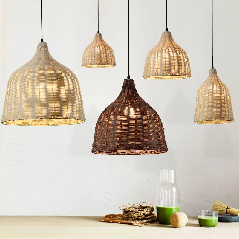 Afralia™ Rattan Wicker Pendant Light Chandelier Ceiling Lamp