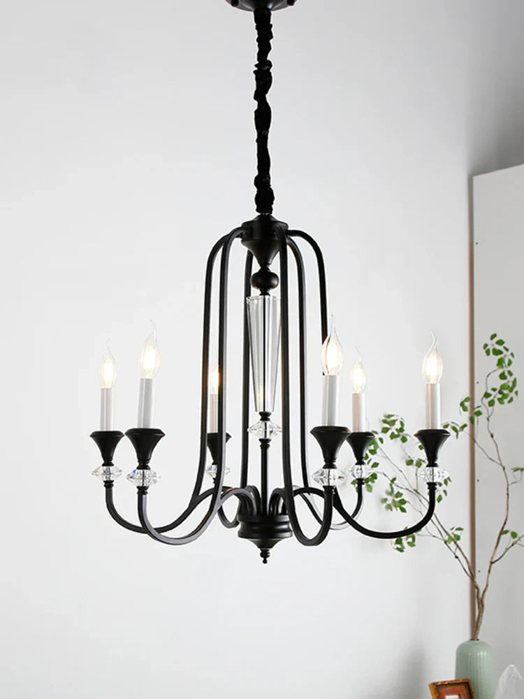 Afralia™ Iron Vintage Candle Chandelier: Retro French Style Pendant Light