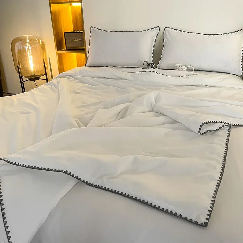 Afralia™ Embroidery Cooling Comforter, Queen Size, Soft & Breathable for Spring Summer