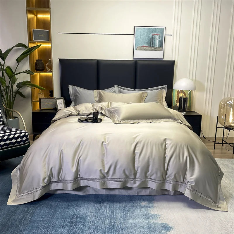 Afralia™ Silky Hollow Edge Embroidery Bedding Set with Soft Lyocell Cotton for Luxury Comfort