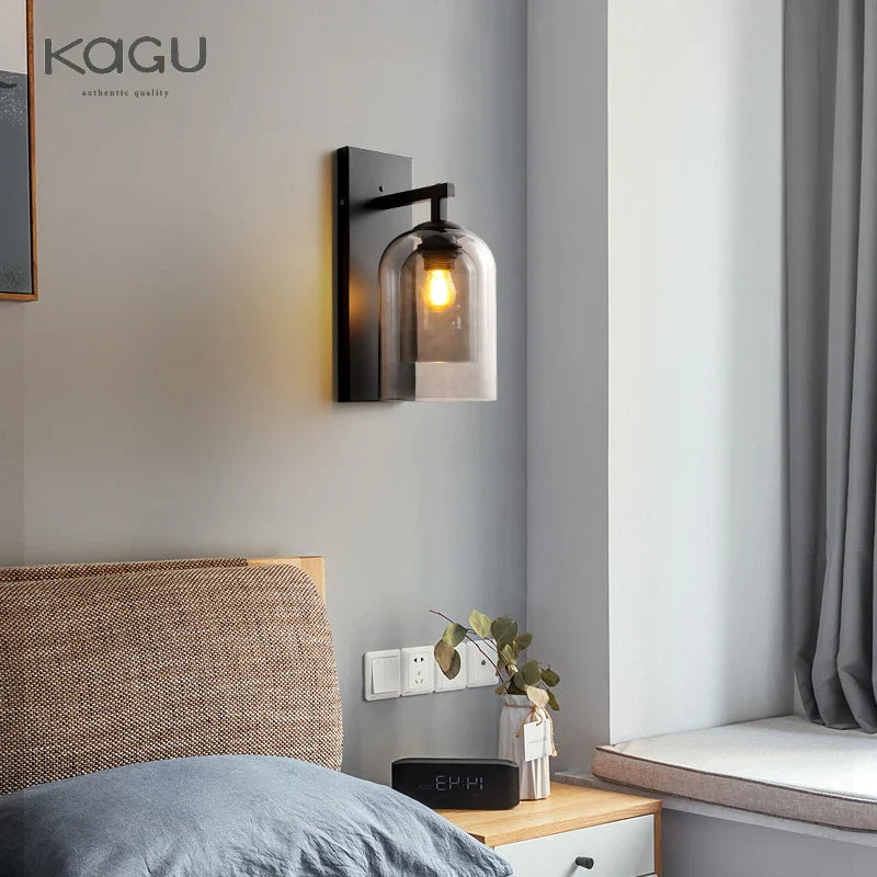 Afralia™ Nordic Double Glass Wall Lamp: Modern LED E27 Bedside Reading Wall Lamp