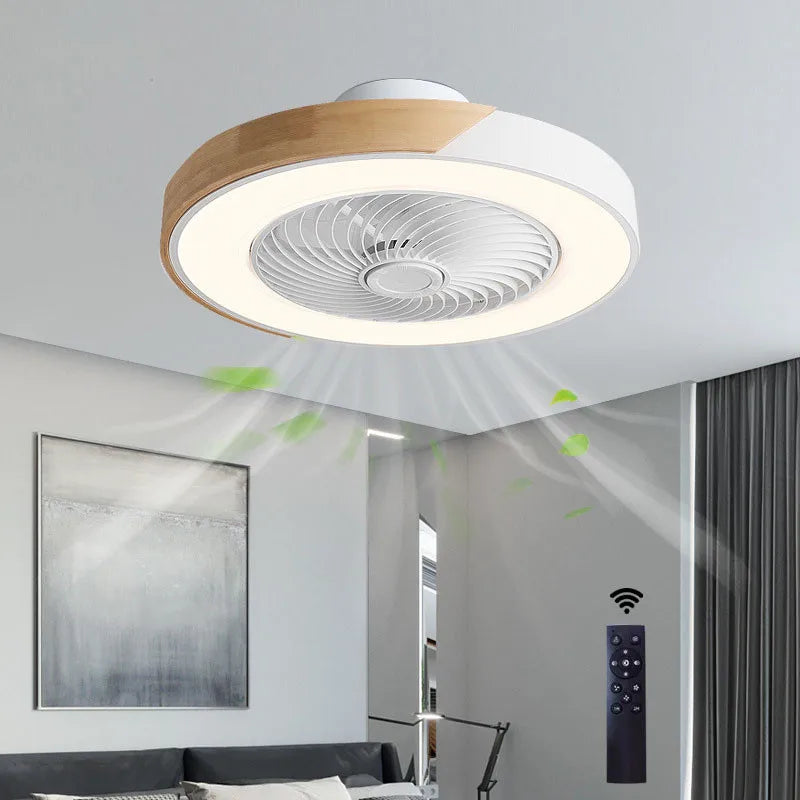 Afralia™ Modern Wood Ceiling Fan Light with Remote Control Dimmable 3 Colors