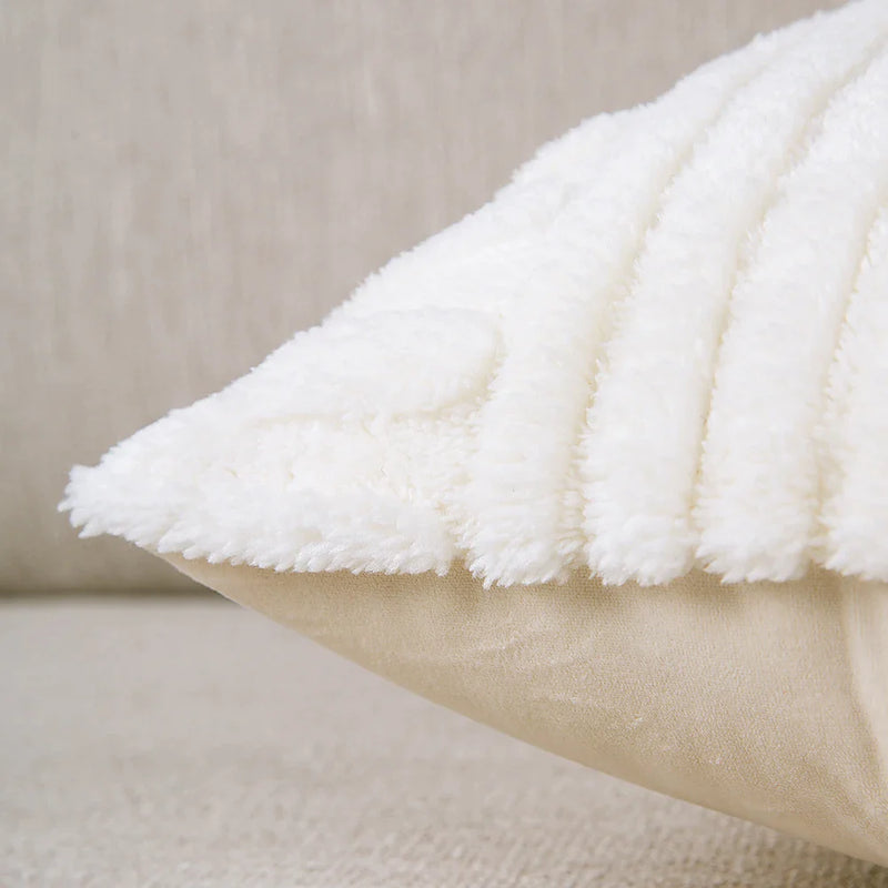 Afralia™ Soft Cream White Flocking Cushion Cover - Home Decor Solid Pillow Cover