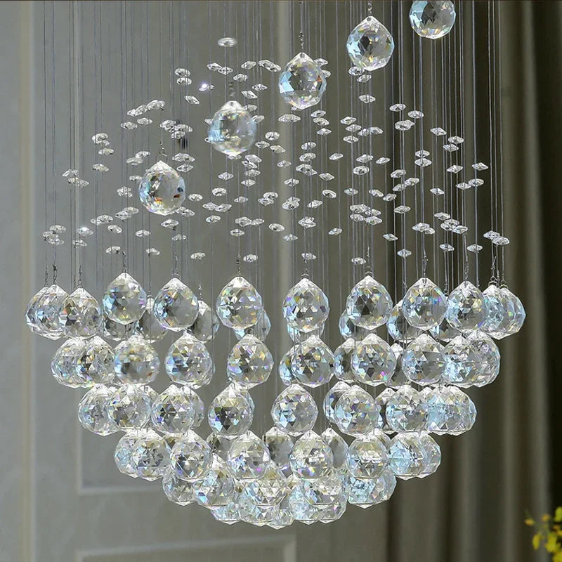 Afralia™ Crystal Spiral LED Chandelier for Living Room, Bedroom, Hotel - Modern Interior Lighting Fixture