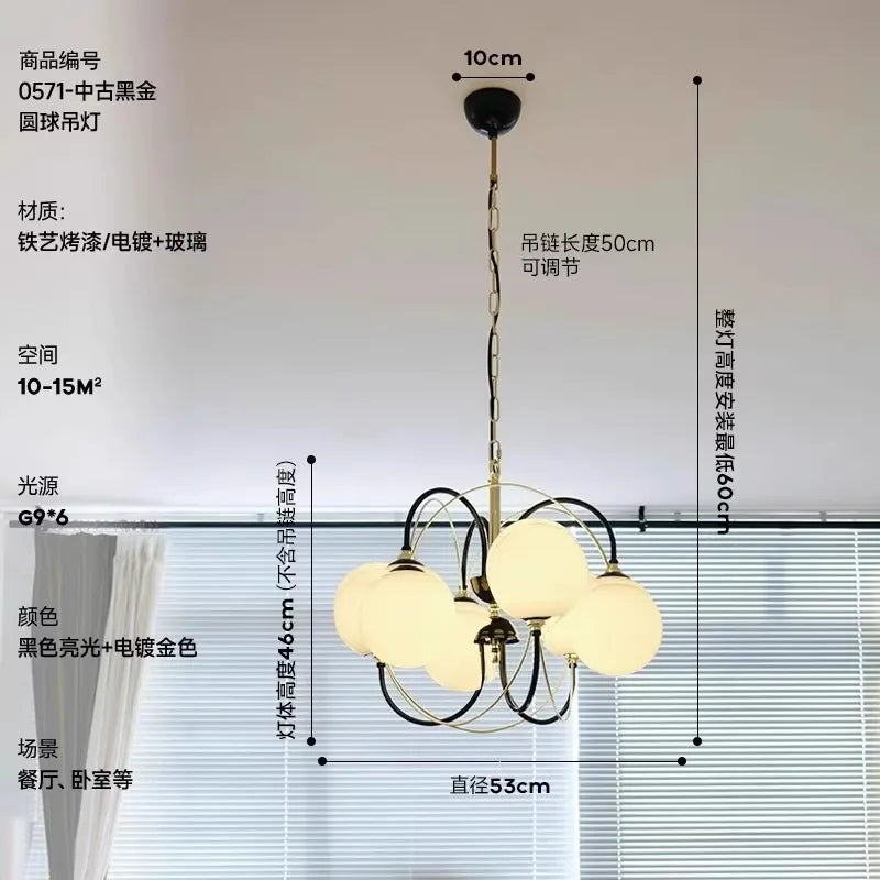 Afralia™ Retro Medieval Gold/Black Chandeliers LED Pendant Lights for Home and Commercial Spaces