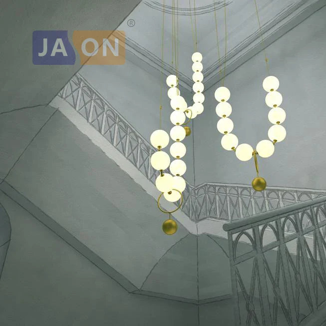 Afralia™ Brass Artistic Necklace Chandelier Lighting for Living Room