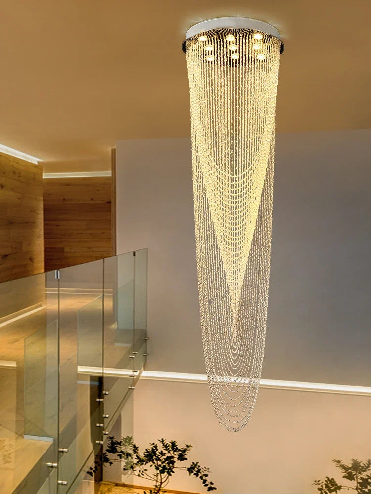 Afralia™ Rotating Crystal Chandelier for Duplex Villa Living Room Loft