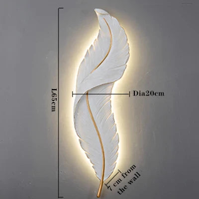 Afralia™ White Feather Resin Wall Lamp for TV Backdrop, Bedroom, Aisle - LED Bedside Light