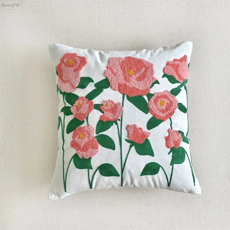 Floral Pillow Case Cushion Cover 45x45cm Afralia™ - Home Decor Living Room Cotton