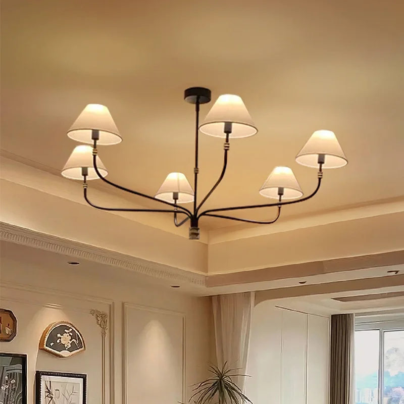 Midcentury Chandelier Minimalist Wrought Iron Light Afralia™ Black Gold Lights
