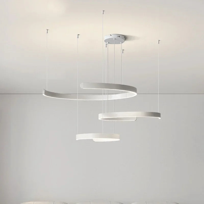 Afralia™ Black LED Chandelier Pendant Light for Foyer Stairs Bar, Minimalist Indoor Hanging Lamp