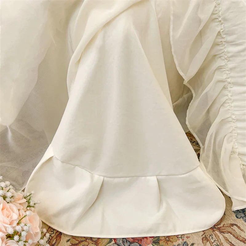 Afralia™ Princess Ruffle Lace Bedding Set with Romantic Wedding Theme