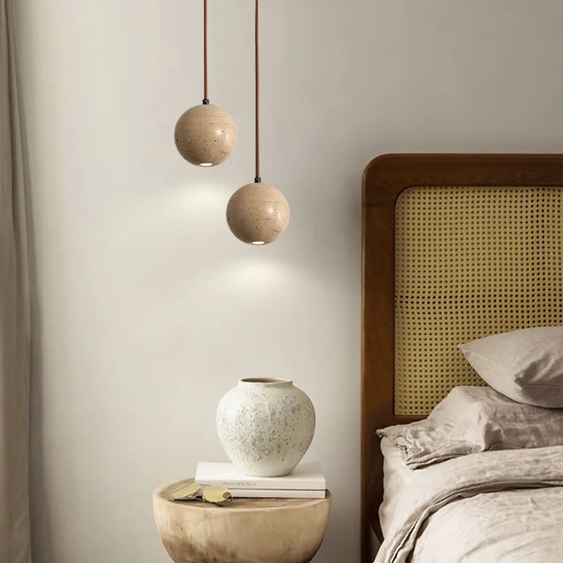 Afralia™ Stone Ball LED Pendant Lamp: Stylish Round Hanging Light for Bedroom & Living Room