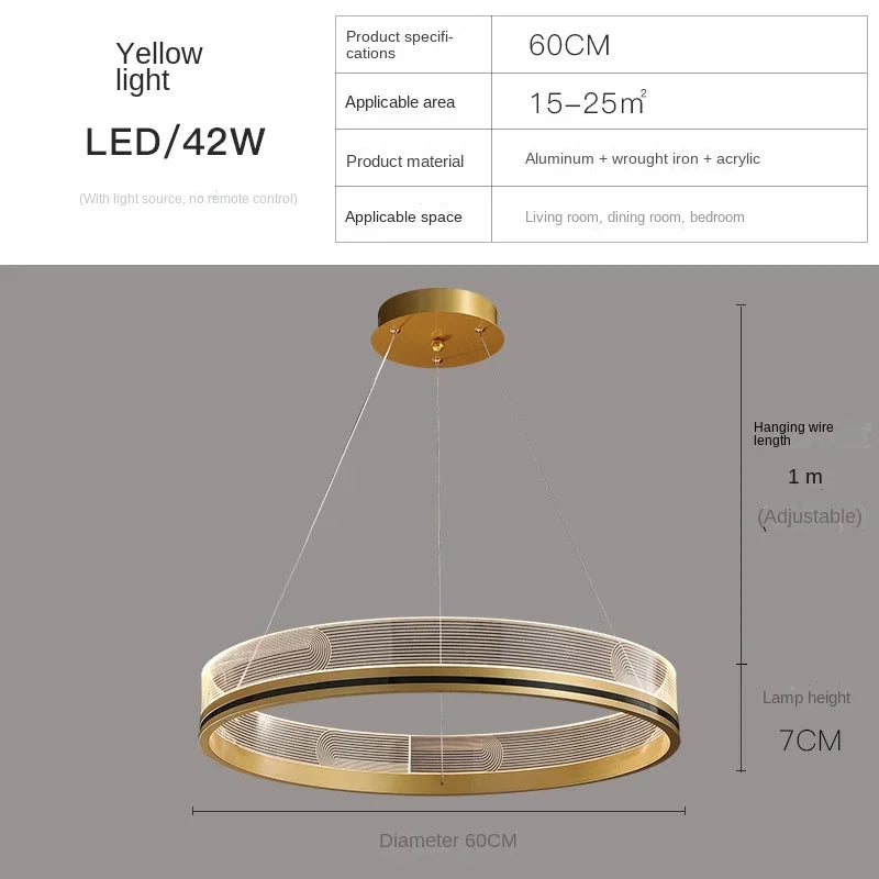 Afralia™ Round LED Light Luxury Chandelier for Living Room & Dining Room