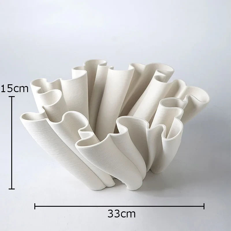 Afralia™ Bud Shape Ceramic Vase Floral Arrangement Desk Decor Modern Artificial Flowers