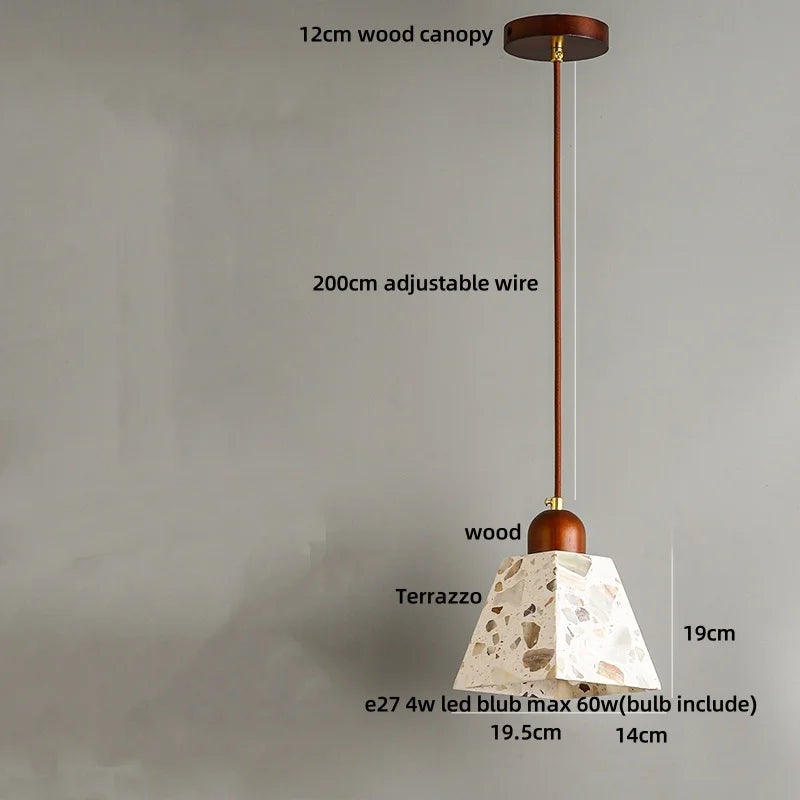 Afralia™ Wood LED Pendant Lamp Japan Style Wabi Sabi Hanging Light Fixtures