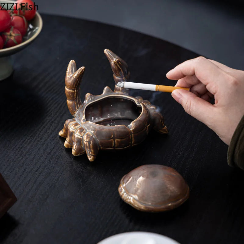 Afralia™ Crab Ceramic Ashtray Phone Holder Desk Decoration Smoking Gift