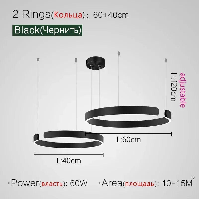 Afralia™ Minimalist Circle Rings Ceiling Chandelier Pendant Light for Home Decor