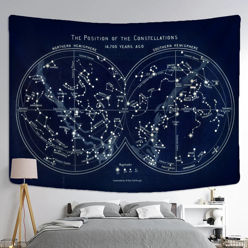 Afralia™ Cosmic Constellation Compass Tapestry: Abstract Psychedelic Witchcraft Wall Hanging